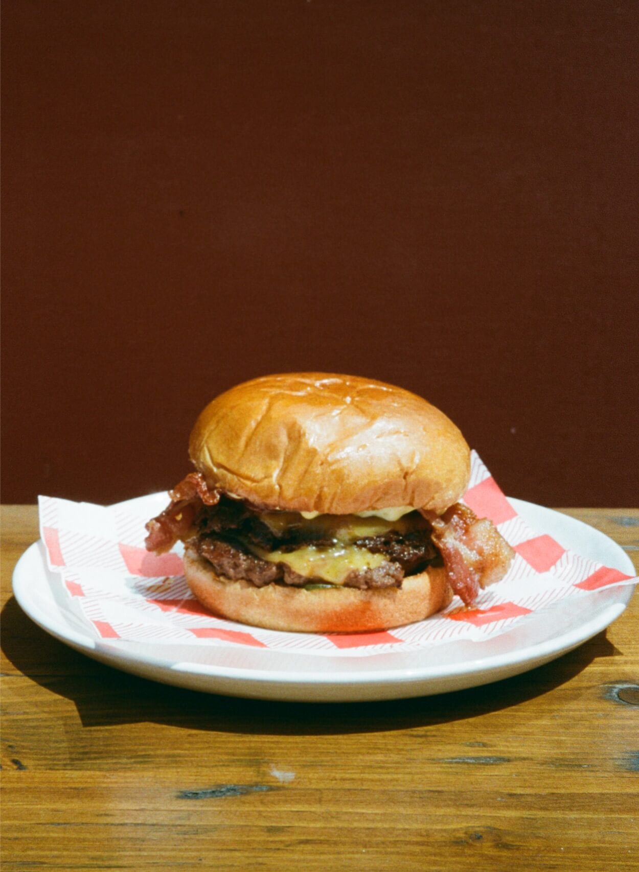 smash burger with bacon and cheese